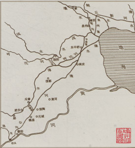 曹魏时期运河水系图，引自邹逸麟《中国历史地理概述》