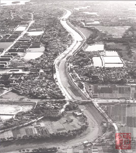 北环桥以北上空向南拍摄的运河照片